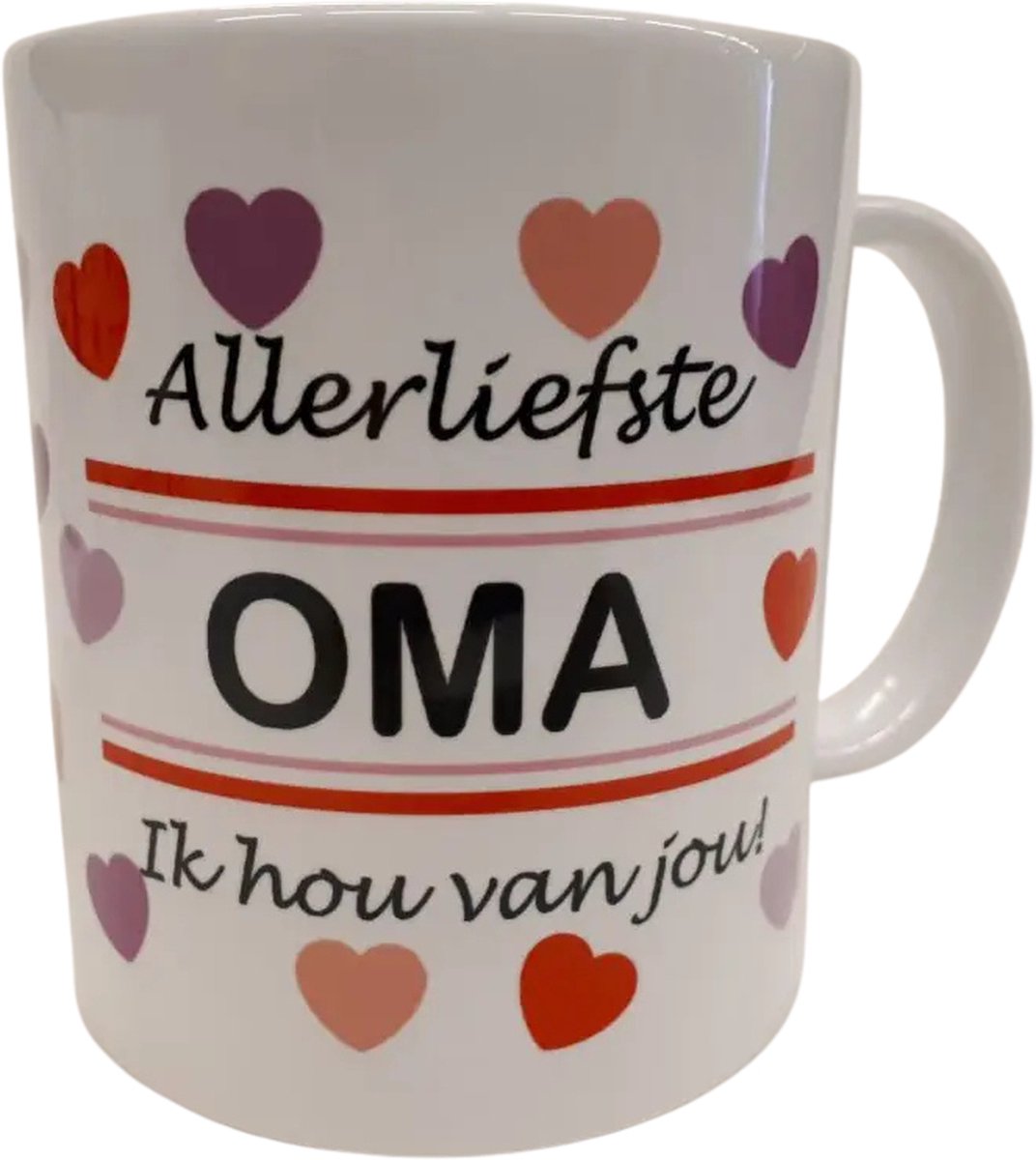 Witte mok met hartjes Allerliefste oma ik hou van jou