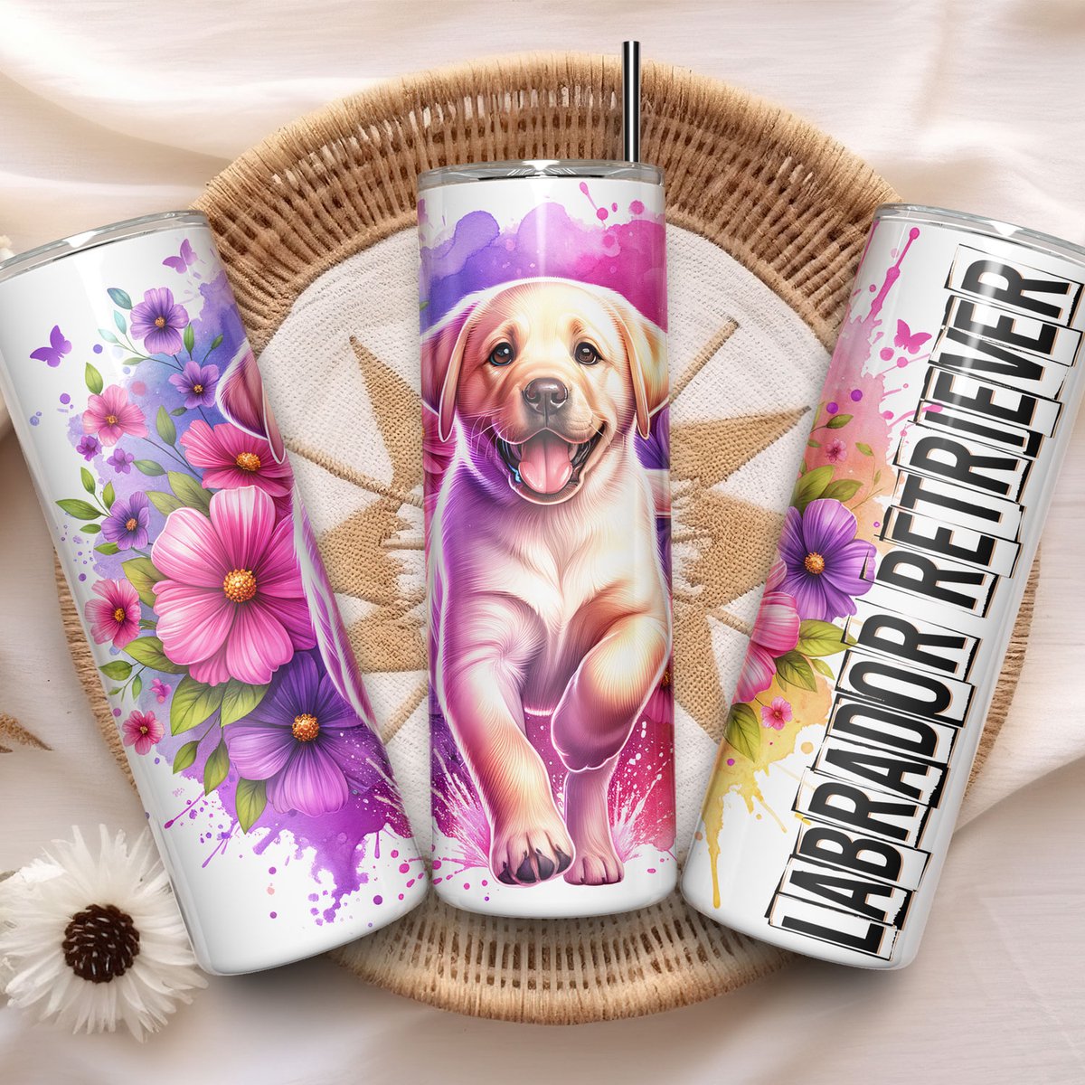 Creasowl® Labrador Tumbler cadeau honden beker met rietje - Geïsoleerde roestvrijstalen drinkbeker met deksel - Thermosbeker - Thermosfles - Schoolbeker- Cadeau voor hondenliefhebber - Draagbare thermosfles - Huisdier cadeau - Huisdier Herinnering