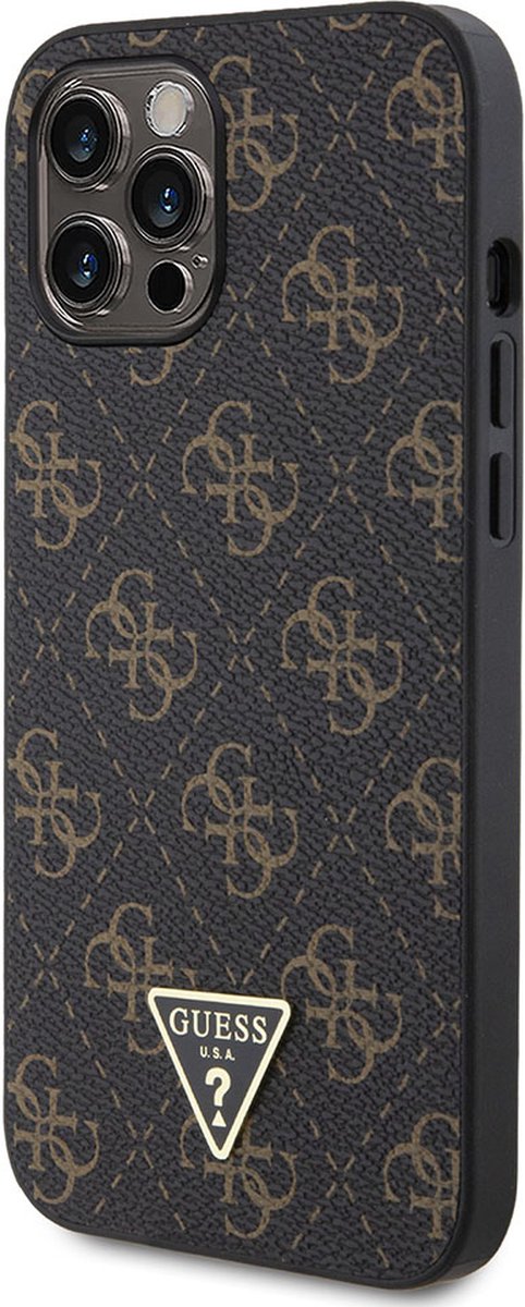 Guess 4G Triangle Logo Back Case - Geschikt voor Apple iPhone 12 Pro Max (6.7") - Zwart