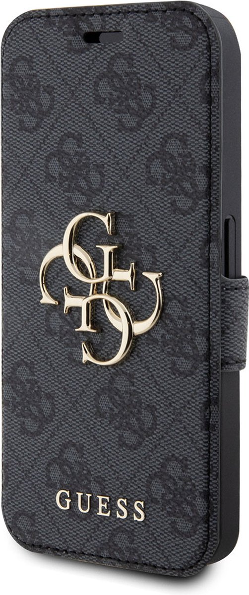 Guess 4G Metal Logo Book Case - Geschikt voor Apple iPhone 15 Pro Max (6.7") - Grijs