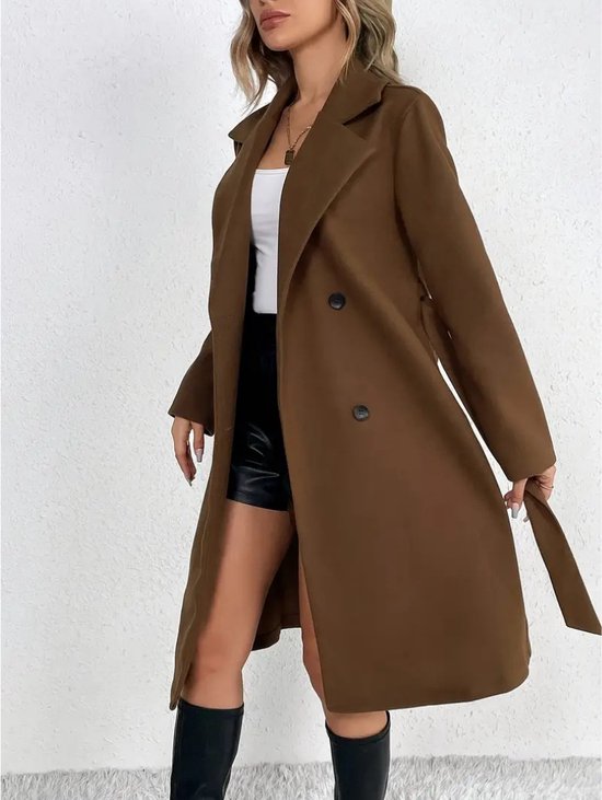 Manteaux Nivard Femme - Manteau mi-long - Veste - Costume - Trench - Pardessus - Hiver - Marron foncé - S