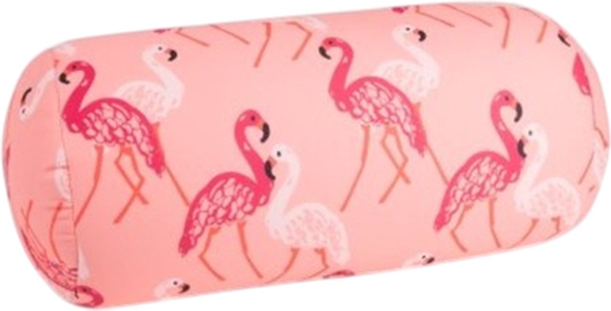 House of Healthbrands Kuschelmaxx Rolkussen - Sierkussen Rond Cilinder 17 x 33 cm - Flamingo-design - Stevig en zacht - Mooie print - Gevuld met microgranulaat - Vormvast & Wasbaar - Ideaal voor op de bank, bed, auto of op reis - Inclusief Wasnet Roze