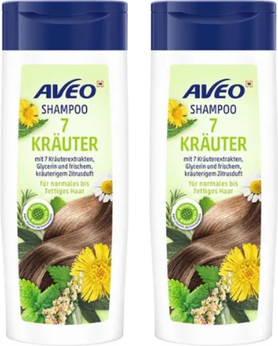 AVEO Shampoo 7 Kruiden - 2x 300 ml - Verzorgende Shampoo met 7 kruidenextracten - Shampoo Citrusgeur