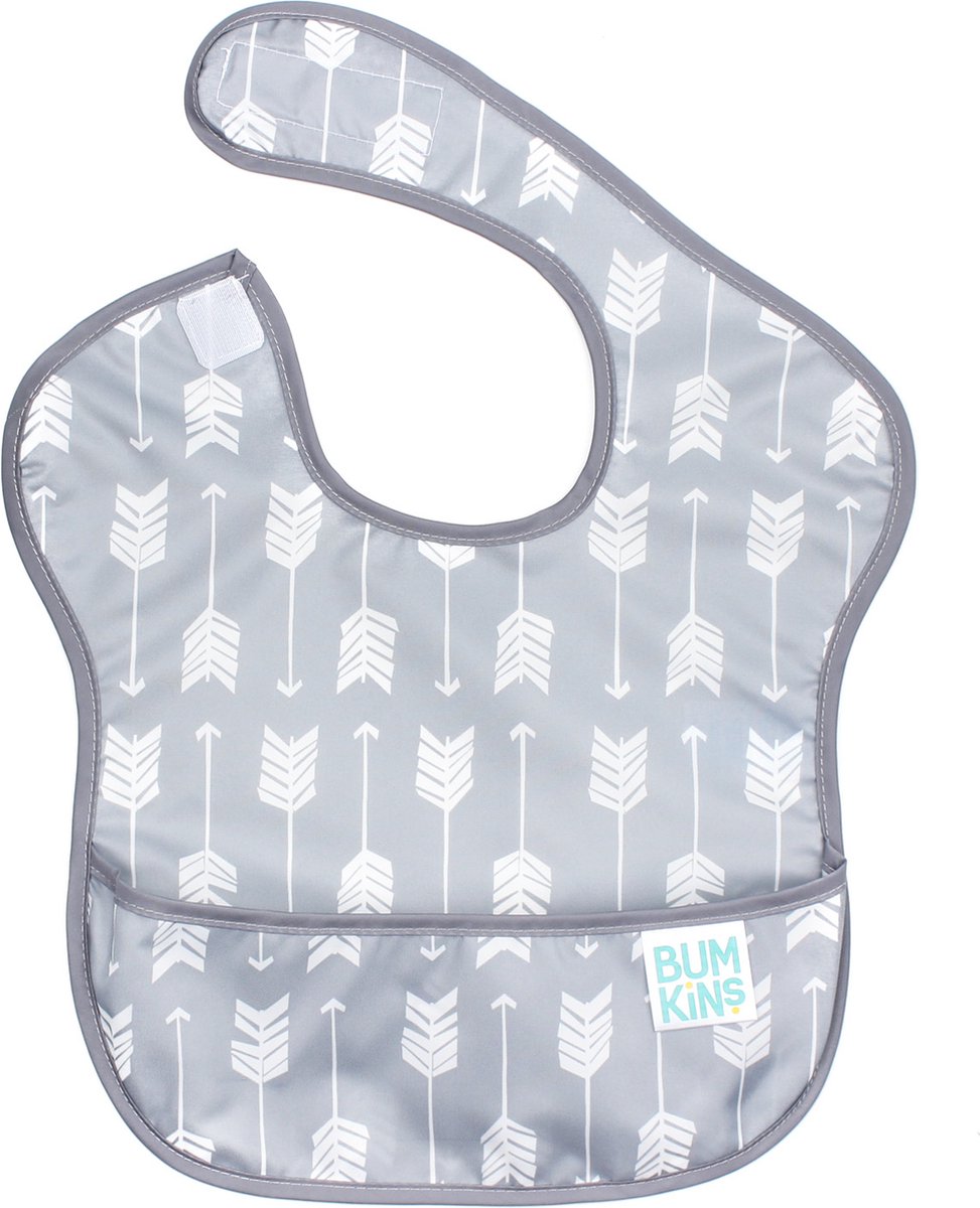 Bumkins - SuperBib Baby Slab – Waterdichte Knoeislab met Opvangbakje – Comfortabele Verstelbare Peuterslab – 6 tot 24 maanden – Arrow