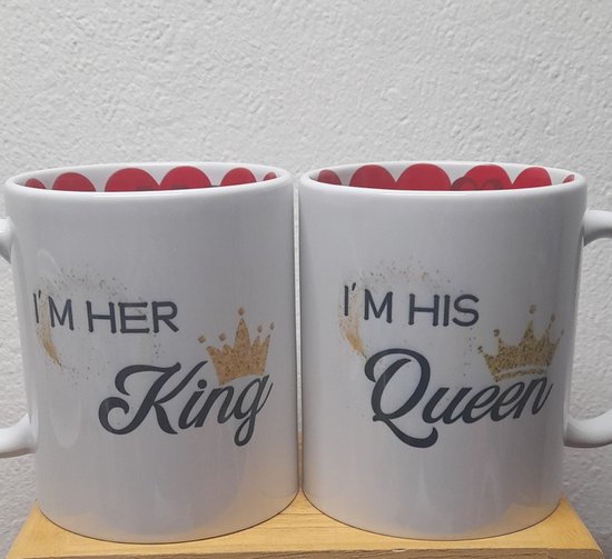 BRUBAKER Tasses à Café King & Queen - Set De 2 Mugs Couple 300ml Avec Carte De Vœux Et Boîte Cadeau