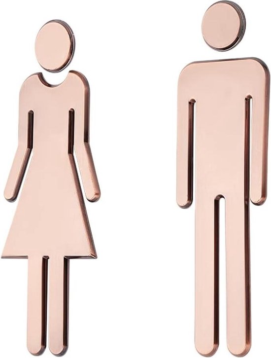Hin_627 Notitiesticker, set persoonlijke toilet- en klantentoilet, elk 25 x 11 cm, toiletsticker, deur, plakbord, wc-sticker, neutraal, voor restaurant, winkel, zelfklevend