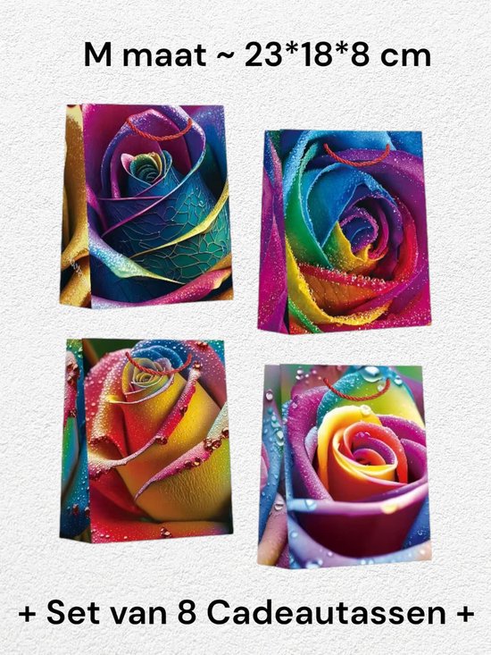 Set van 2 geschenkzakjes, papieren zakken met handvat, cadeauzakjes met wenskaarten en zijdepapier, cadeauzakjes papier, voor verjaardagen, feesten, festivals enz. (28 x 20 x 10 cm