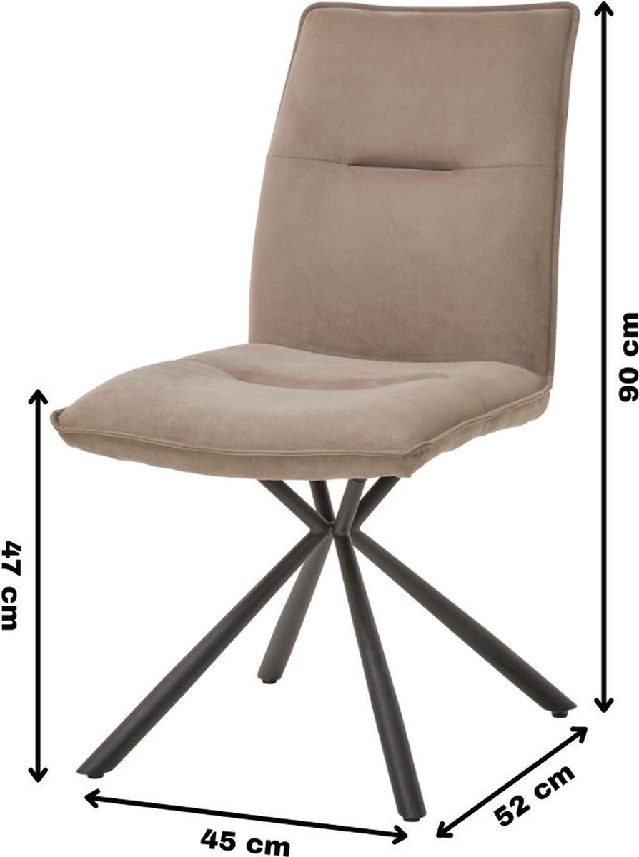 WAYS. – Stoffen eetkamerstoelen – Bruin – Modern design - Stevige metalen vierpoot – 6 stuks