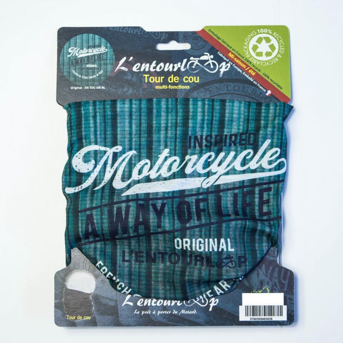 Tour de cou pour moto L'Entourloop Motorcycle Original coloris bleu 100% polyester
