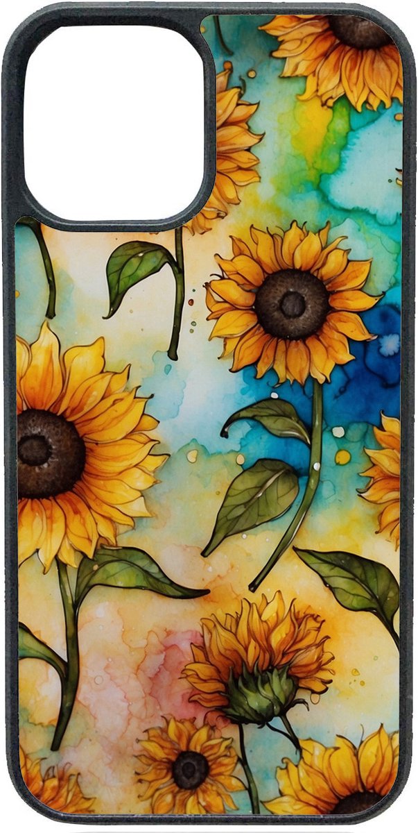 Telefoonhoesje - WATERVERF ZONNEBLOEMEN - Iphone 15