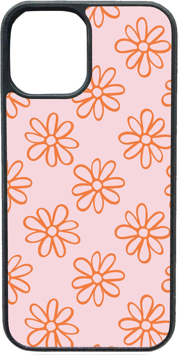 Telefoonhoesje - ORANJE BLOEMETJES - Iphone 15 Pro Max