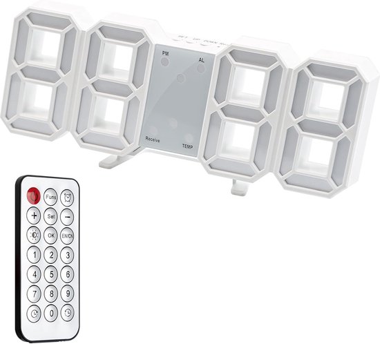 EDUP Home 3D LED Digitale Wandklok Bureau Wekker met Afstandsbediening voor Keuken Slaapkamer