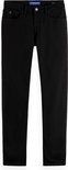 Zwarte skinny jeans met ritssluiting en knoop. Blauw logo op de linker zak.