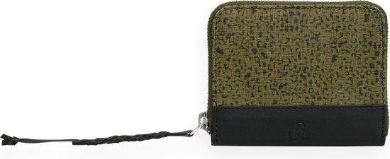 SCOTCH & SODA Cuir Étui pour carte de crédit Printed Leather Wallet Leopard Spot Green Multicolore