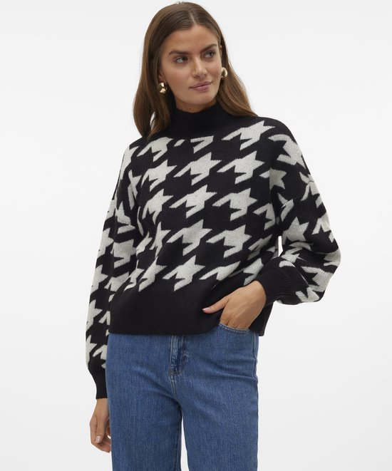 Vero Moda Trui Vmmira Ls Highneck Pullover Ga Boo 10311089 Black/birch Dames Maat - M