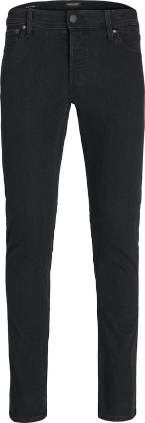 Zwarte skinny jeans voor heren, met knoop- en ritssluiting.