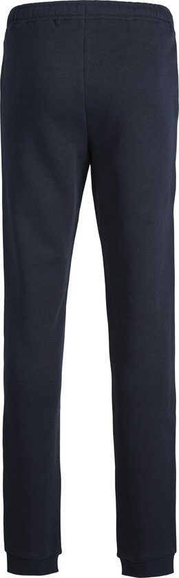 Navy joggingbroek met elastische tailleband en manchetten aan de pijpen.