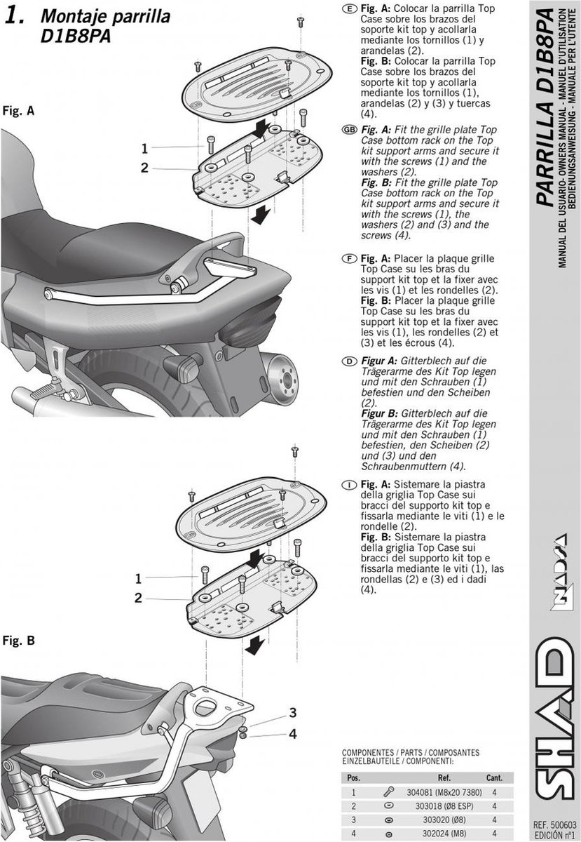 Shad Honda Integra 700/750&nc700s/nc700x/nc750s/nc750x Topkoffer Achtermontage Zwart
