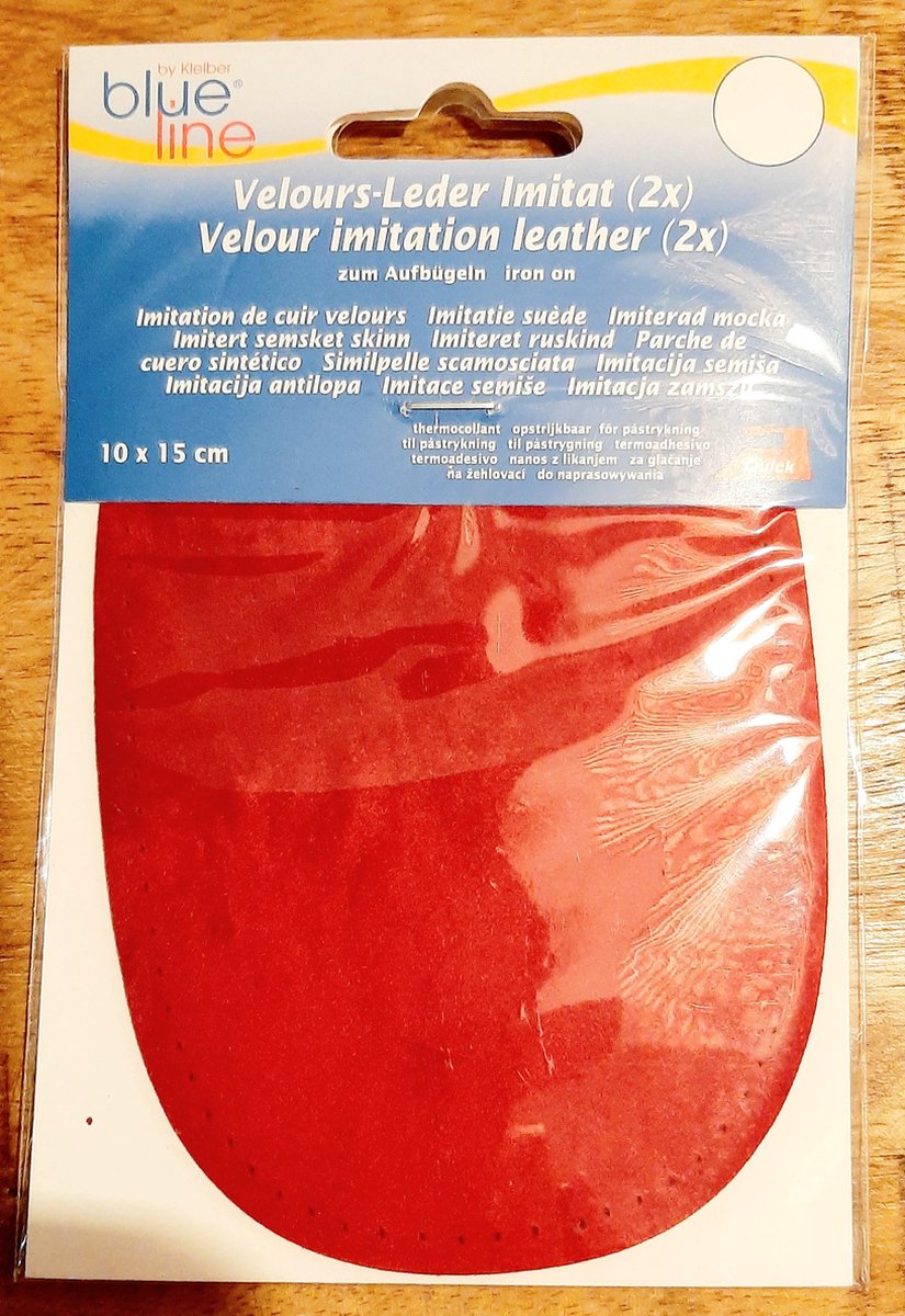 Blue line elleboogstukken ovaal - imitatie suede suedine - velours imitatie leer - 10x15 cm - 1 paar ellebooglap rood