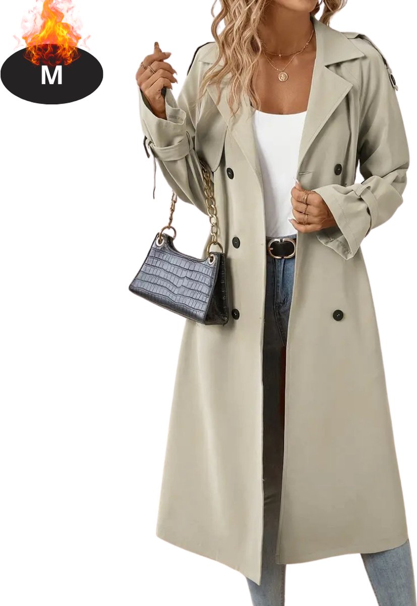 Livano Mantel Dames - Tussenmantel - Jas - Mantelpakje - Trenchcoat - Overjas - Overcoat - Winter - Khaki - M