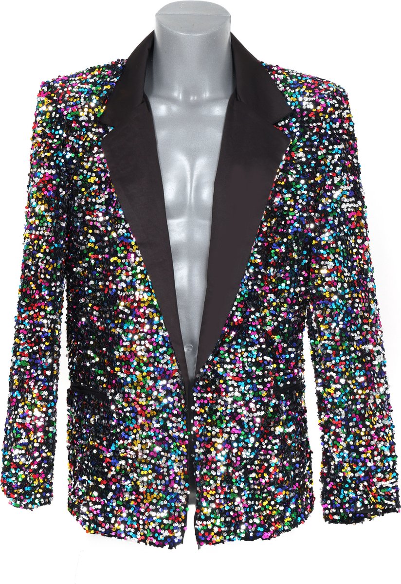 Pailletten Colbert - Multicolor - Heren - Disco Colbert - Carnavalscolbert - Glitter En Glamour - Maat XXL