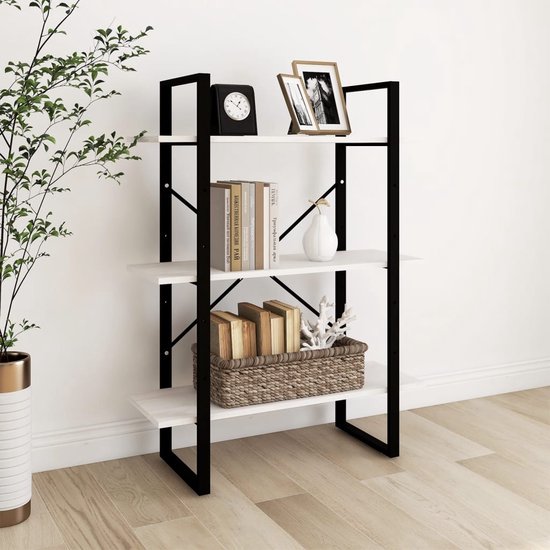 SVITA Carpo Boekenkast, design, industriële stijl, smal, metaal, wit