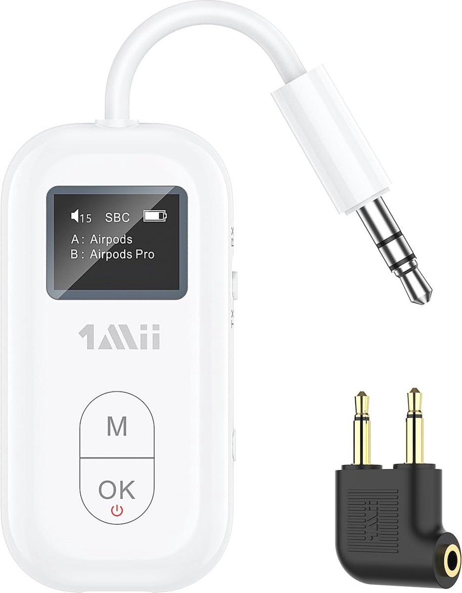 Draadloze Bluetooth Audio Transmitter Ontvanger met OLED Scherm - Bluetooth 5.2 Audio Adapter voor Vliegtuig en TV