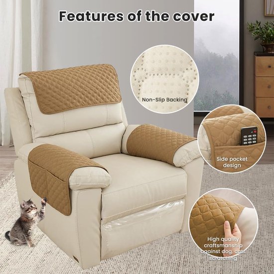 Fauteuil Cover Protector voor TV Fauteuil Relax fauteuil, fauteuil Cover, Waterdichte Sofa Cover voor honden, huisdieren, Antitifouling, Anti-kras