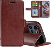 MobyDefend Hoesje - Geschikt voor Motorola Edge 50 Neo / Edge 60 Neo - Wallet Book Case (Sluiting Achterkant) - Bruin