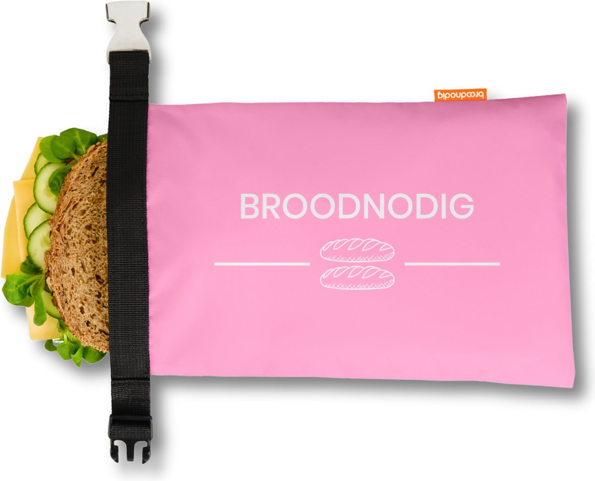 Broodnodig® - Herbruikbare Boterhamzak - van 100% Gerecyclede Flessen - Ideaal als Diepvrieszakjes - Lunchzak - Herbruikbaar Boterhamzakje - Foodwrap - Lunchbox - 30x20cm - Pastel Roze