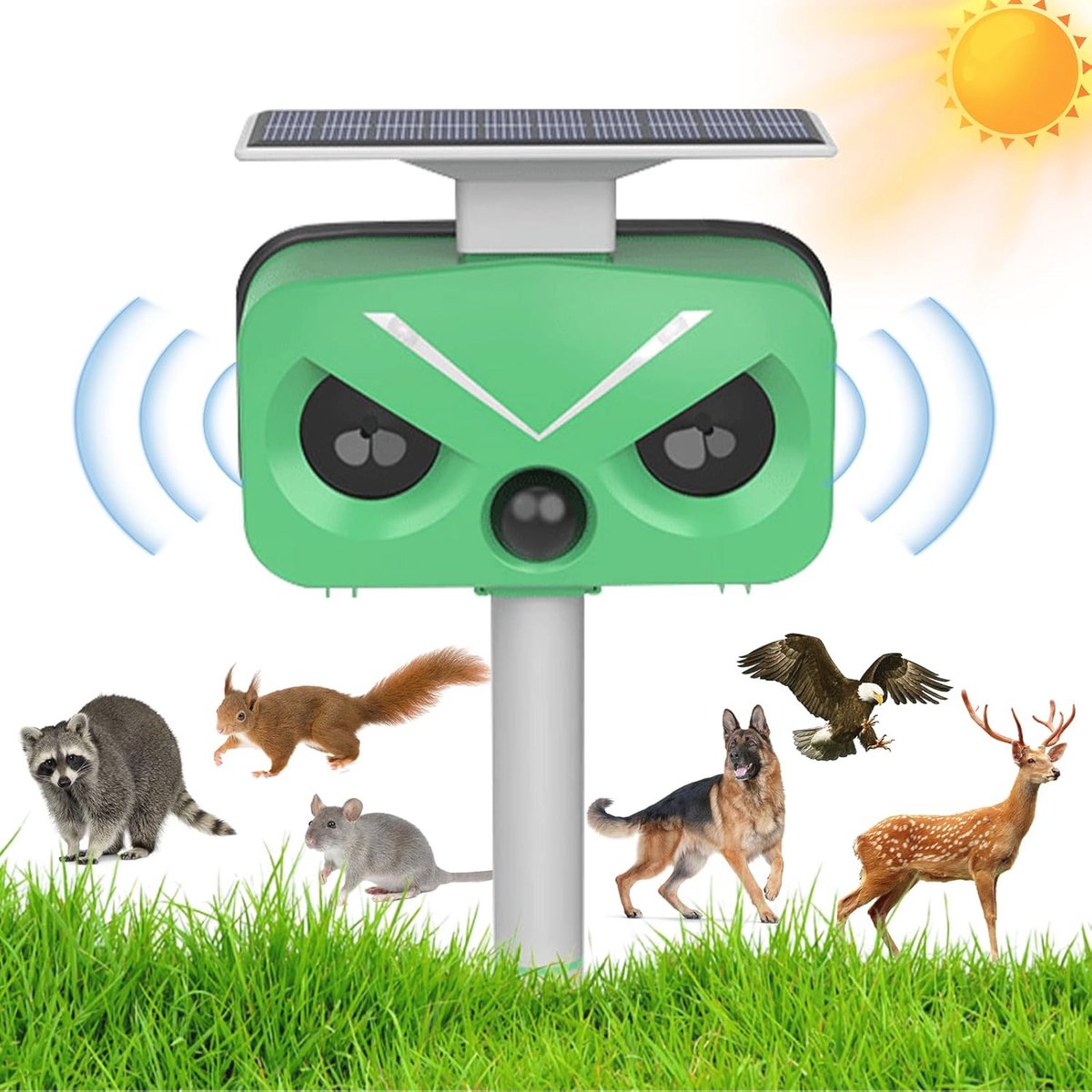 Ultrasone Kattenafschrikker met 5 Modi en LED-Licht - IP66 Waterdicht en Effectieve Dierenverjaging