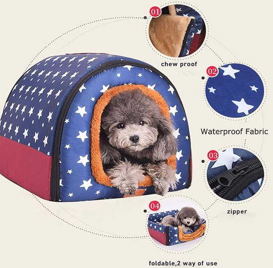 Qing Yun Groot Hondenhuis XXL Luxe Warm Hondenkussen Bed - Wasbaar En Opvouwbaar