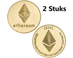 2x Ethereum Munt I Fysieke Ethereum Munt I Cryptotoken I Cadeau Idee I Goud