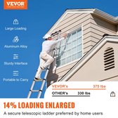 Bol.com Vevor - Trapladder - Telescopische ladder - Aluminium - Intrekbare verlenging met één knop - 375 LBS - 105 ft - Capacite... aanbieding