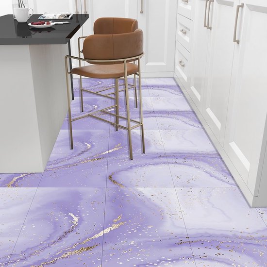 Autocollants Pour Carrelage Marbre Violet - Carrelage Autocollant En Vinyle Impermeable Pour Cuisine Et Salle De Bain 10 Pieces