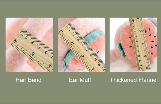 Cache-oreilles - 2 pièces - Cache-oreilles - Cache-oreilles en peluche - Cache-oreilles carotte - Cache-oreilles fraise - Cache-oreilles d'hiver - Pliable - Couvre-chef - Coupe-vent - Protection chaude - Accessoires d'hiver - Cadeau de Noël - Rose