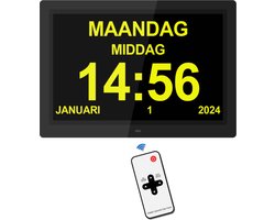 Dementieklok - Alzheimer Klok - 2 In 1 Digitale Fotolijst - Groot 12 inch - Kalender - Dementie Klok - 24 Alarmen - Alarm met Pictogram - 9 Interfaces - Afstandsbediening - Digitaal - 2024 Model - Zwart- Met Nederlandse Handleiding