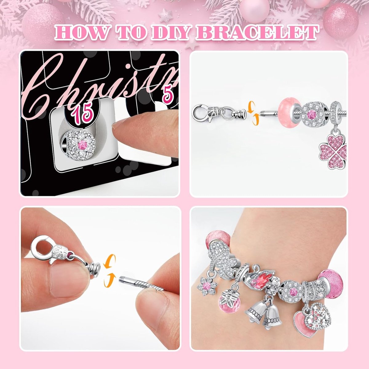 Calendrier De L'Avent Bijoux 2024 - 24 Surprises - Bracelets & Colliers Réglables - DIY Fille
