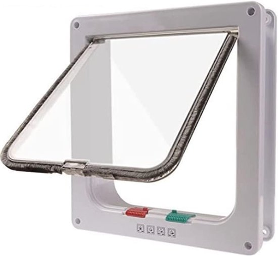 Kattendeur voor katten en kleine honden, met 4-weg magneetsluiting, eenvoudig te installeren, bruin, M