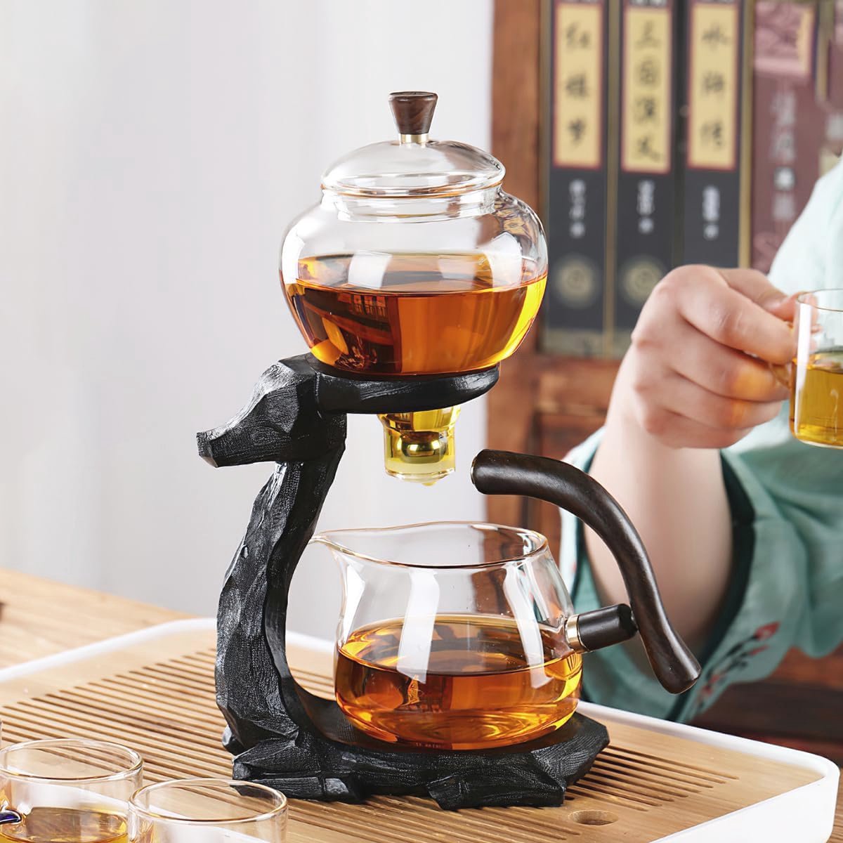 Elegante Glazen Theepot Set voor Kung Fu Thee - Hittebestendig, Handgemaakt en Semi-Automatisch