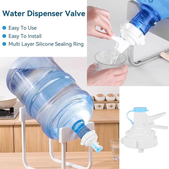 Waterdispenser - Kan Uitloop - Universele Water Pomp Voor Waterflessen - Draagbare Gebotteld Water Dispenser - Drink Water Fles Dispenser Pomp - Waterfles Jug Dispenser Tap - Voor Thuis, Kantoor, Buiten - Wit - 2 Stuks — afbeelding 3