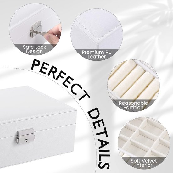 Boîte à bijoux à 2 niveaux pour femme – Étanche, verrouillable, parfaite pour les bagues et les colliers.