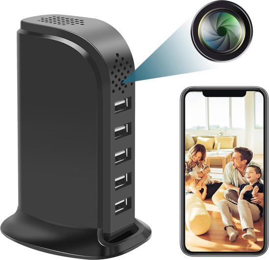 Nuvance - Mini Spy Camera Met WIFI En App - Beveiligingscamera Met Bewegingsdetectie Verborgen Camera Bewakingscamera Voor Binnen Spy Cam Zwar 768x1076