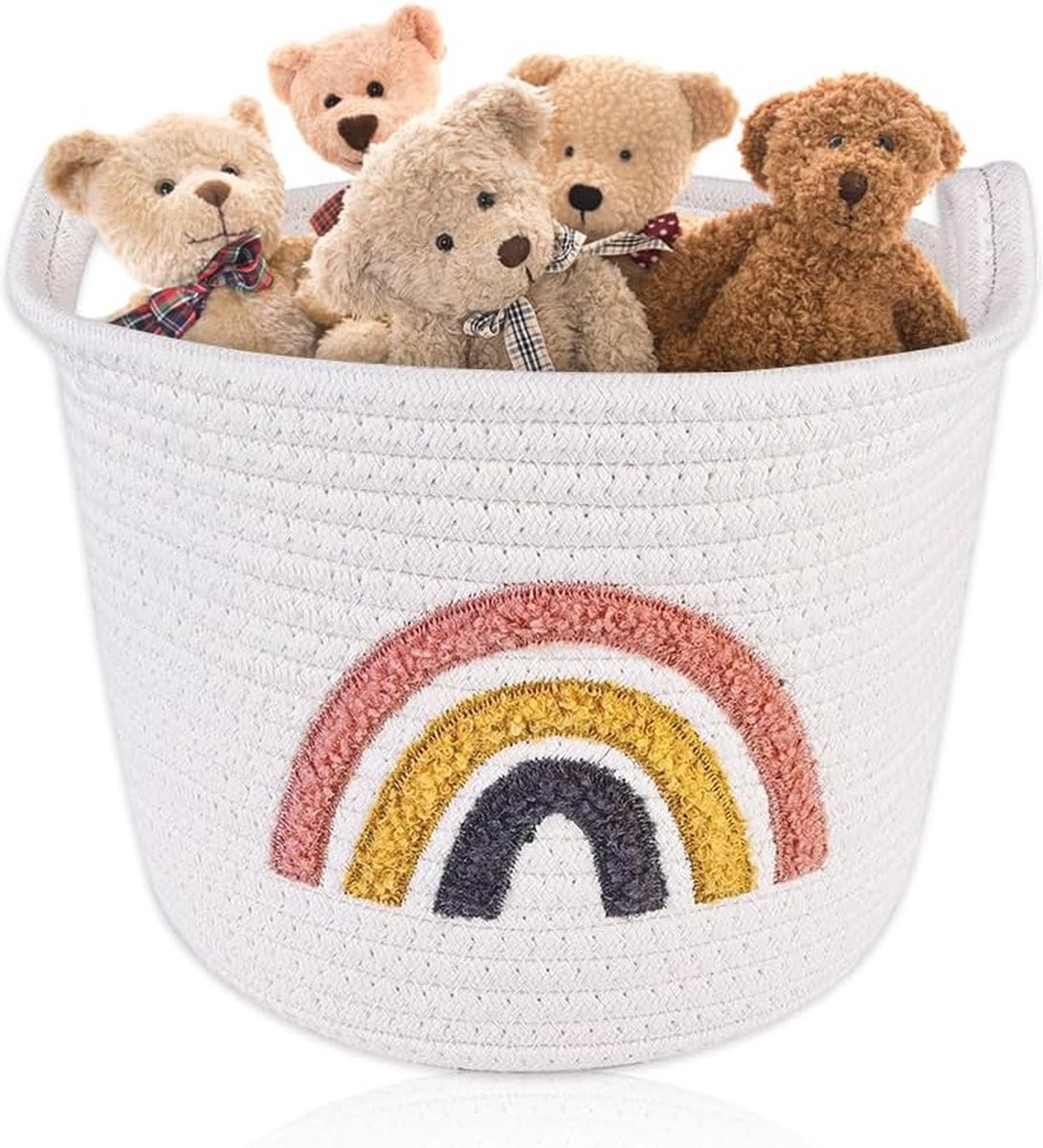 Goedkoopste Opbergmand Katoen Touw - Decoratieve Wasmand voor Speelgoed, Kleding en Decoratie in Regenboogstijl