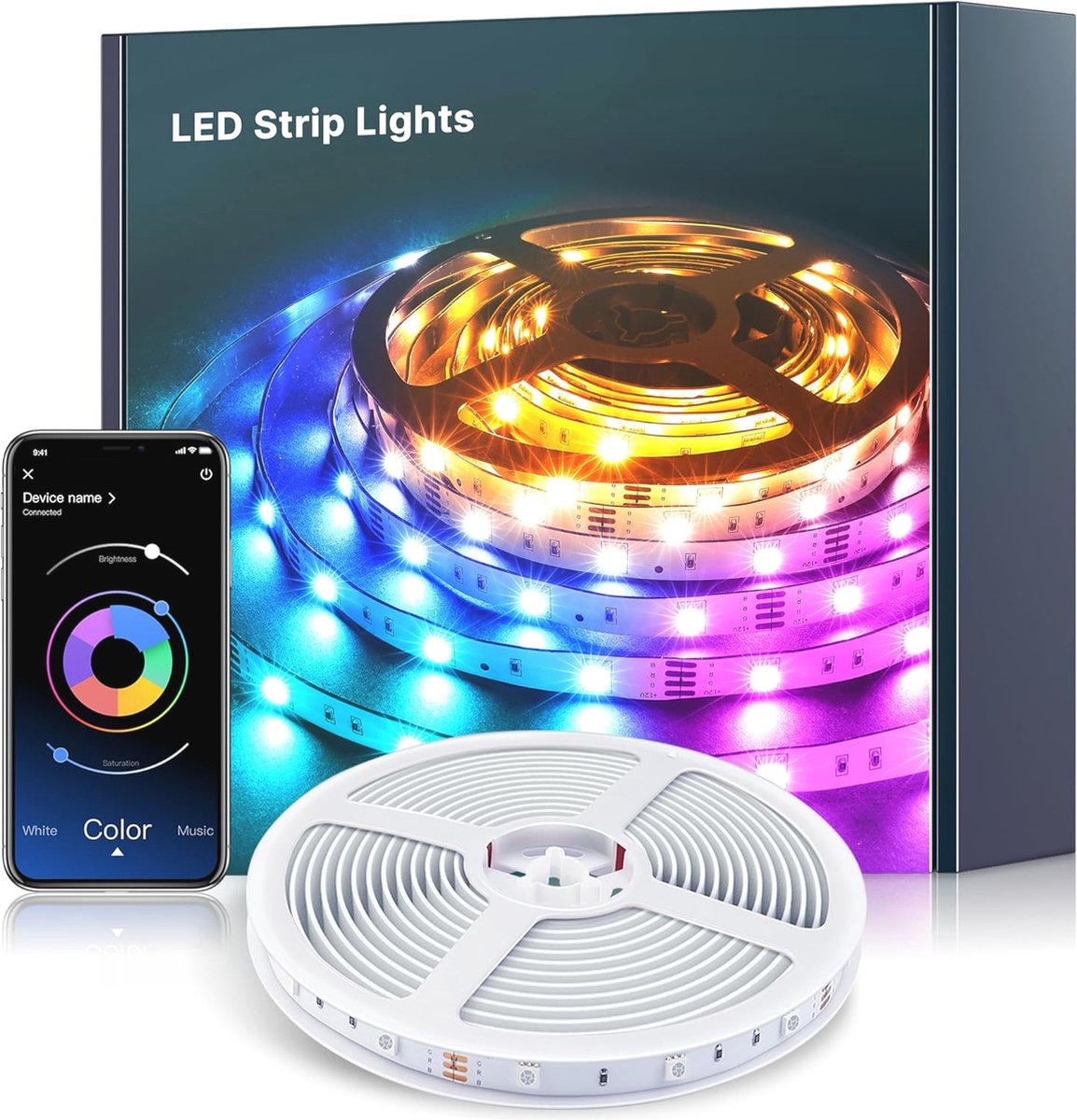 40m Bluetooth LEDstrip met Afstandsbediening en App - 16 Miljoen Kleuren - Synchroniseren met Muziek - LED-Lichtketting voor Slaapkamer TV Thuis Kast Plafond