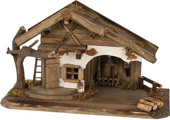 Foto: Lege kerststal zonder figuren l22 x b39 5 cm hout kerststalletje