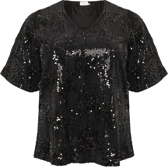 Kaffe Curve KCnicoleen Sequin Dames Blouse -Black Deep
