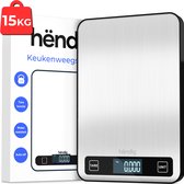 Bol.com Hëndig - Precisie Keukenweegschaal - 1 gr tot 15 kg - Keukenweegschaal Digitaal - Weegschaal Keuken - Tarra Functie - In... aanbieding