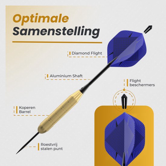 Dartpijlen - 23&24 Gram Darts - Brass Dartspijlen Set - 6 Steeltip