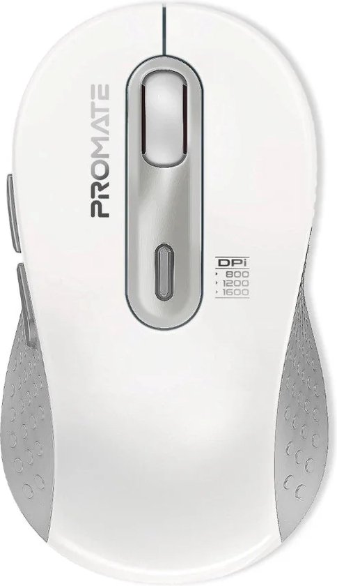 ProMate® Ken - Draadloze Muis - Ergonomisch Ontwerp - Dual-Mode Bluetooth en Receiver Plug - 1600 DPI - 150 Uur Werktijd - Voor Kantoor en Thuis - Hoge Precisie - Comfortabel Gebruik - Wit